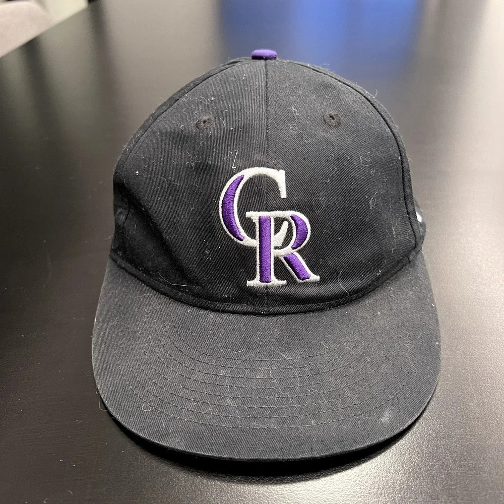 MLB Colorado Rockies Baseball Hat Cap Youth Black Purple Adjustable‎ Strap Back